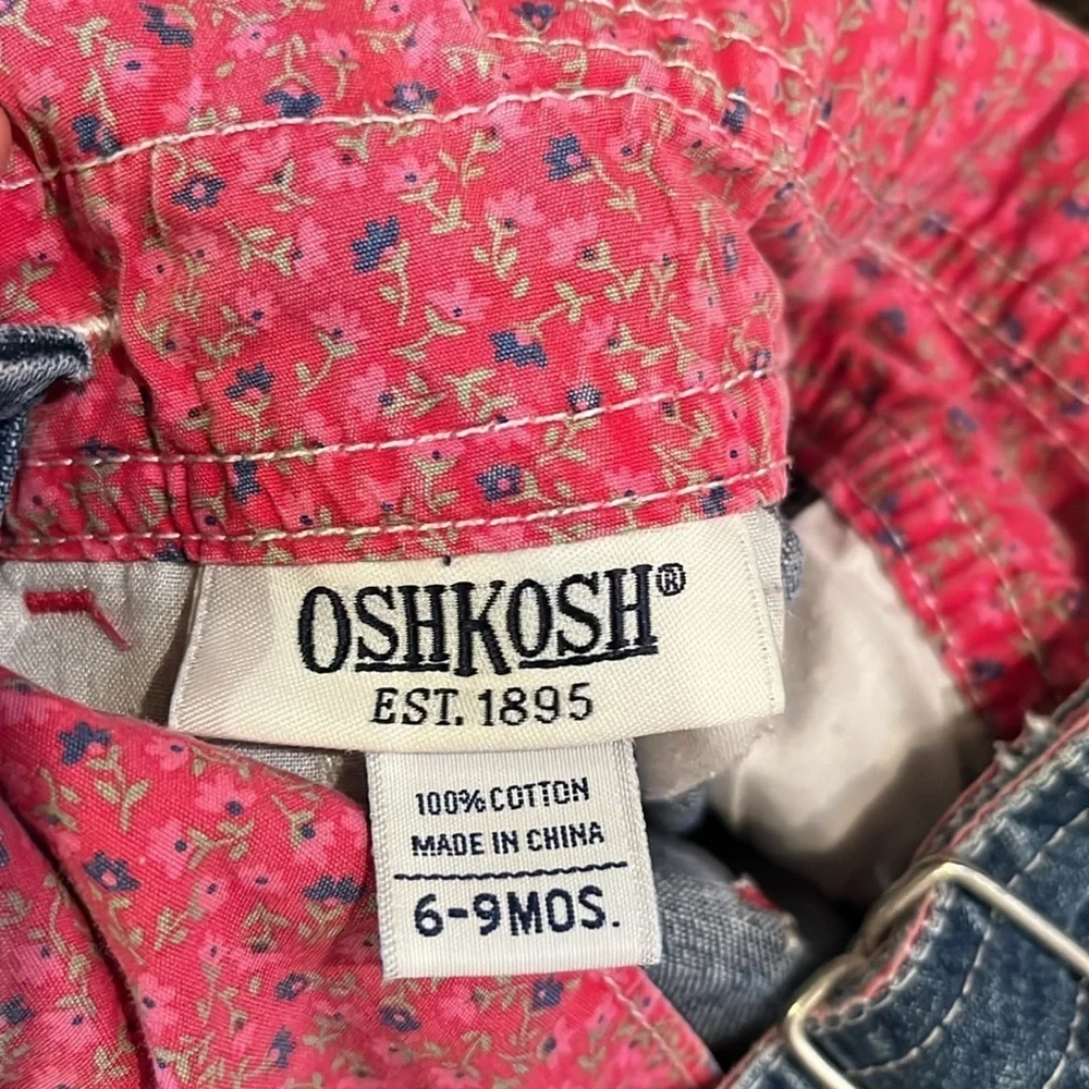 Vintage OshKosh ABC Jean Overalls Patchwork Floral Animals Toddler Girl 6-9 mos